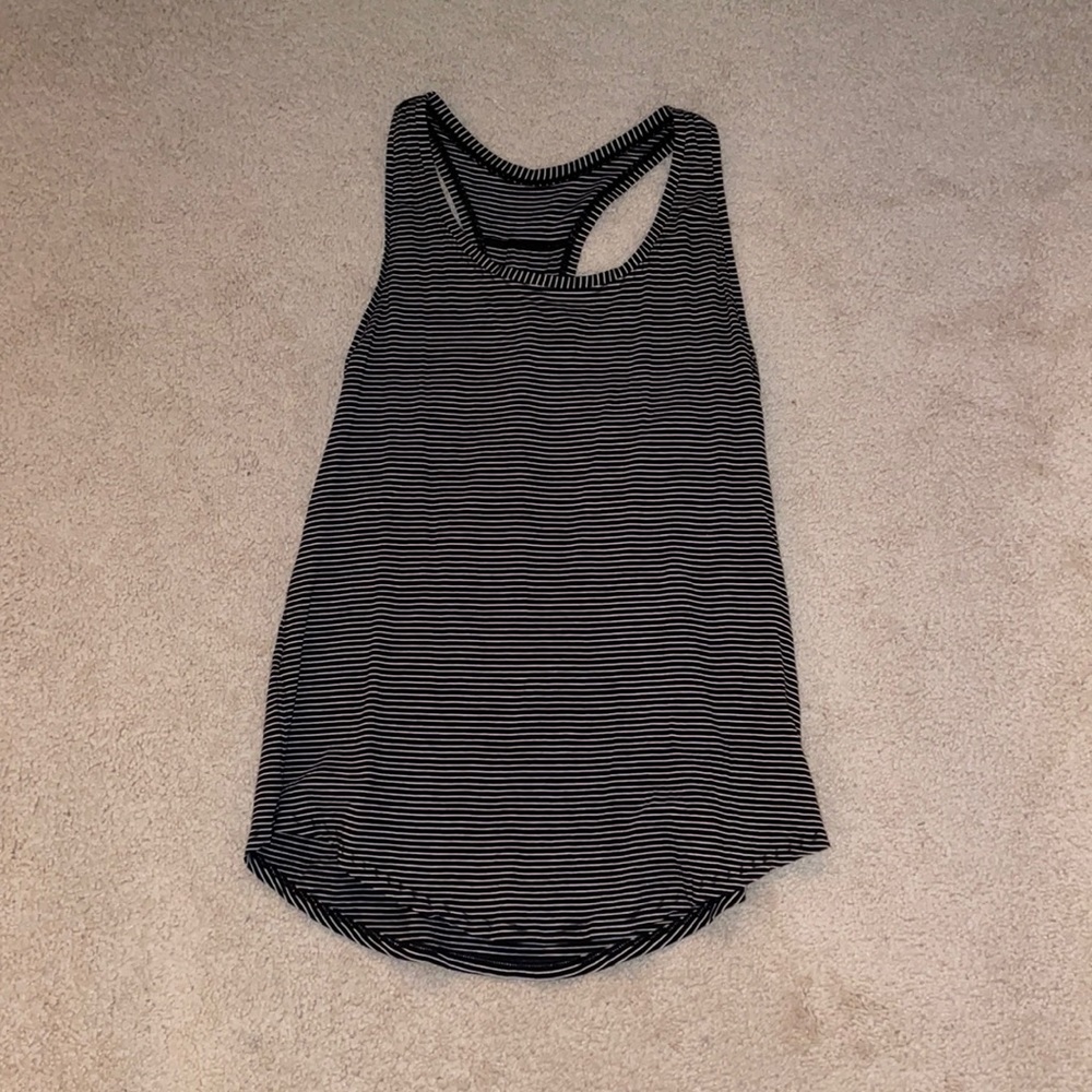Black and white striped lululemon love tank